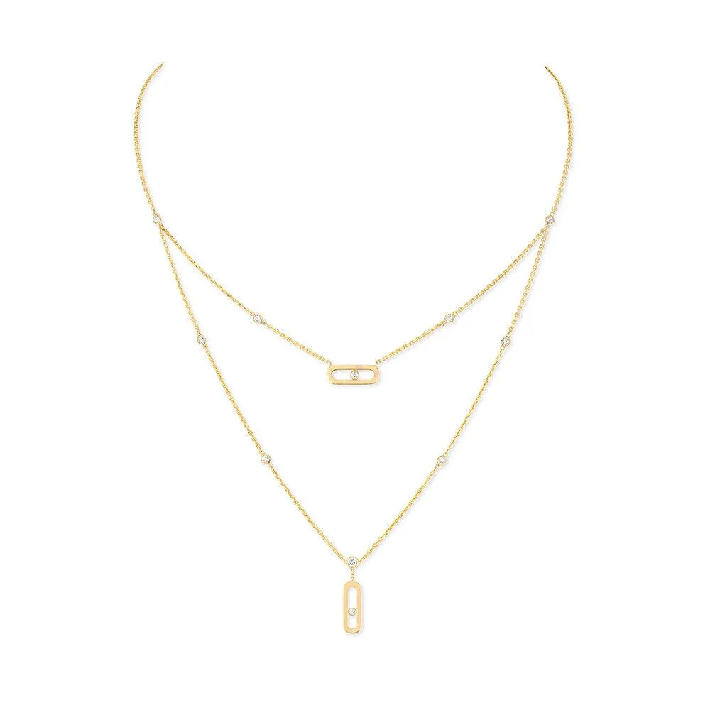 0.32ctw Two-Row Yellow Gold Diamond Necklace