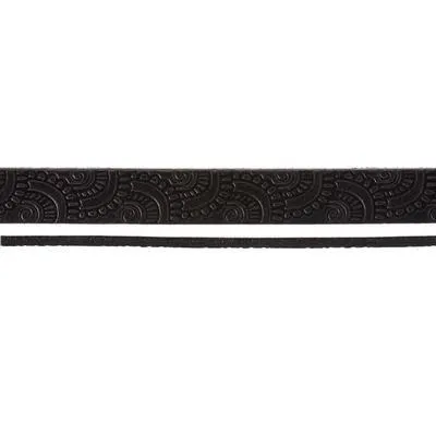10mm Black Flat Embossed Leather by the Foot