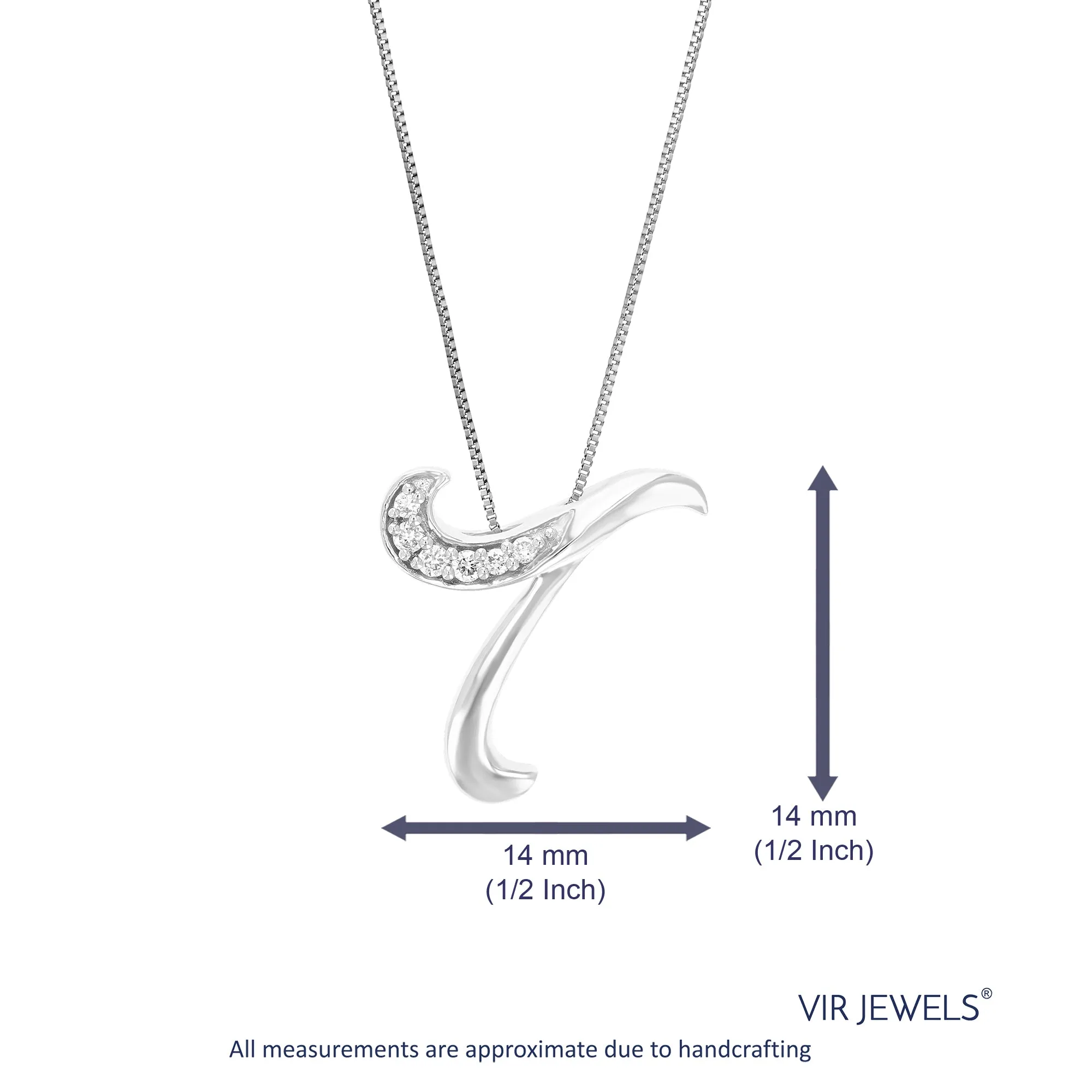 1/20 cttw Round Cut 6 Stones Lab Grown Diamond Pendant Necklace .925 Sterling Silver 1/2 Inch With 18 Inch Chain