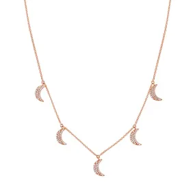 14k Classy Rose Gold Diamond Crescent Moon Necklace - 0.30ct V0201