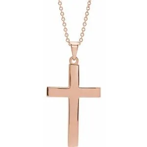 14K Rose Cross 18" Necklace