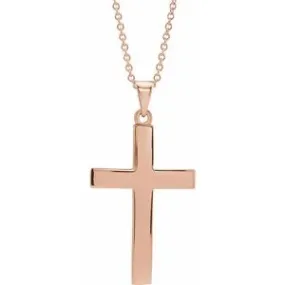 14K Rose Cross 18" Necklace