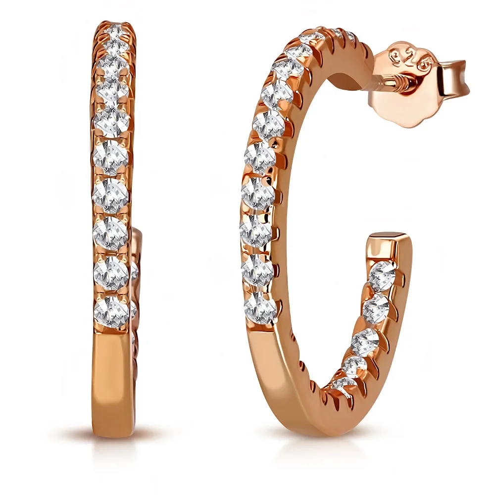925 Sterling Silver Stud Hoop Huggie Earrings