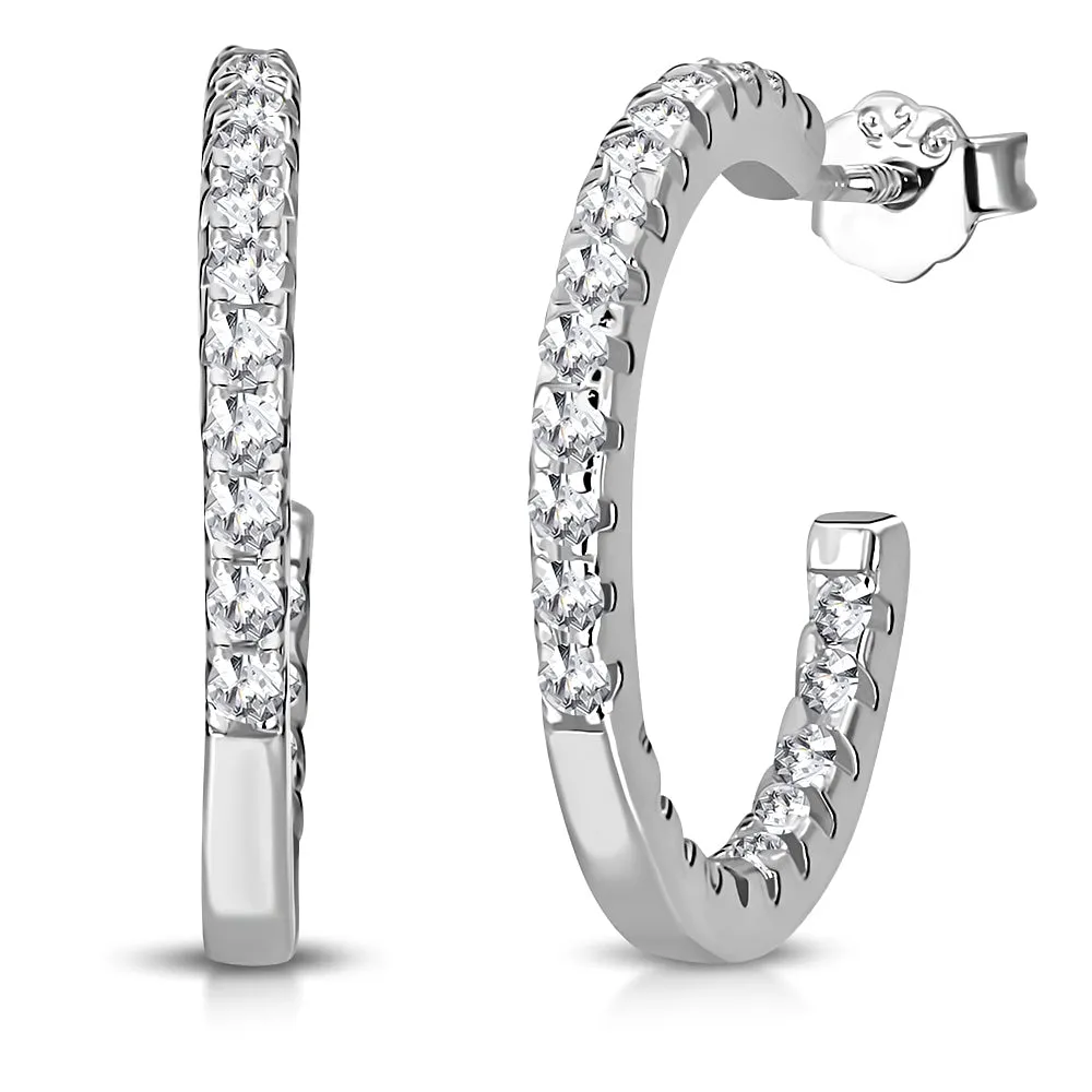 925 Sterling Silver Stud Hoop Huggie Earrings