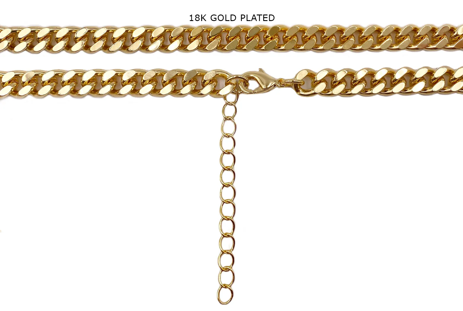 A2071 Ready To Use Adjustable Curb Chain Necklace With Clasp & Extender Chain