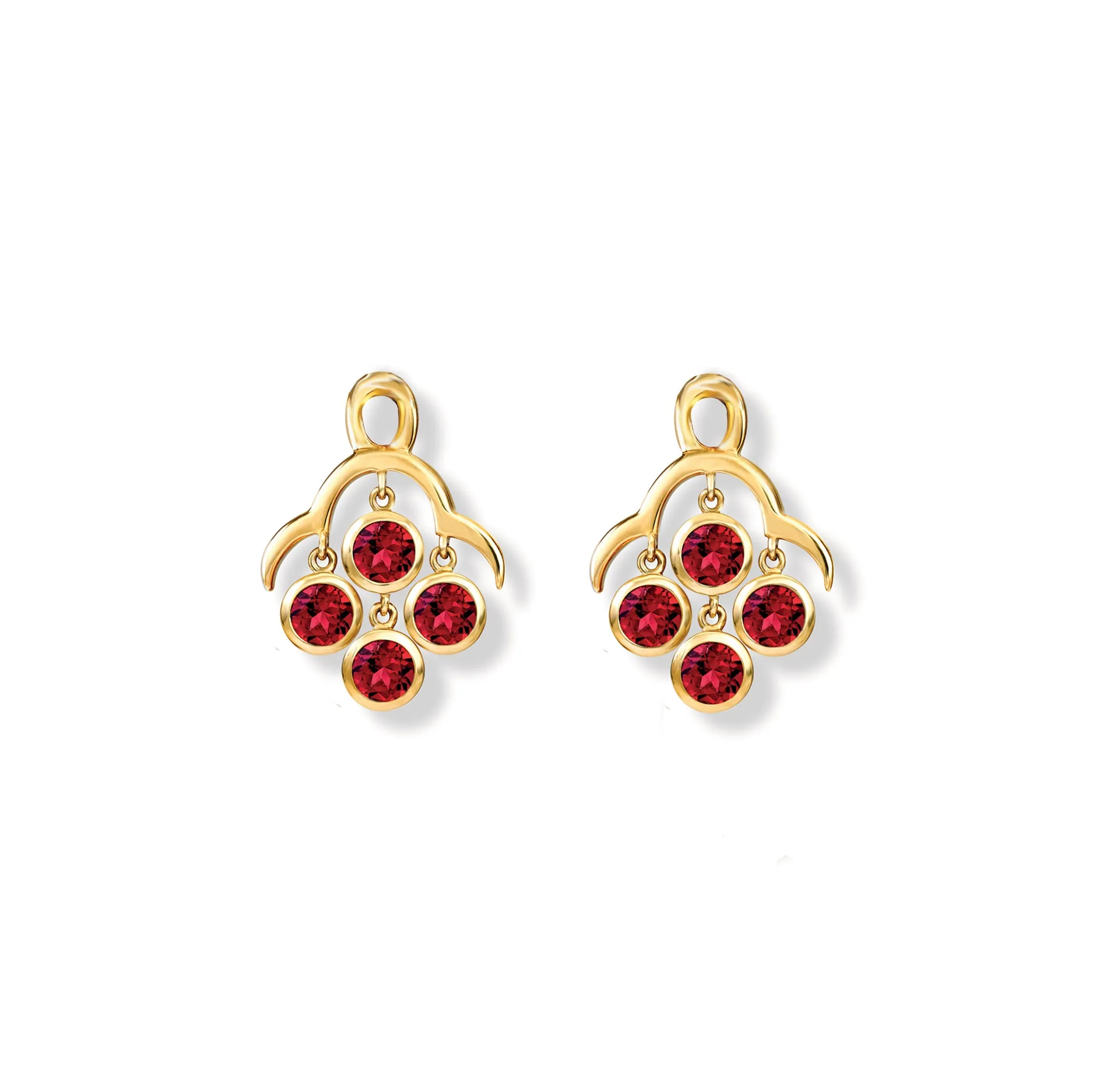 Acai Earring Drops Yellow Gold - Garnet