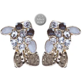 Adorable Crystal Accent Fish Tiny Stud Style Fashion Earrings E504 Gold White
