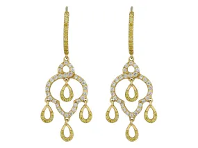 Alan Friedman Yellow and White Diamond Dangle Earrings in 18K