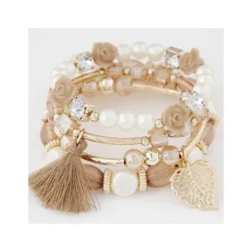 Beaded Charm Stretch Bracelet Set