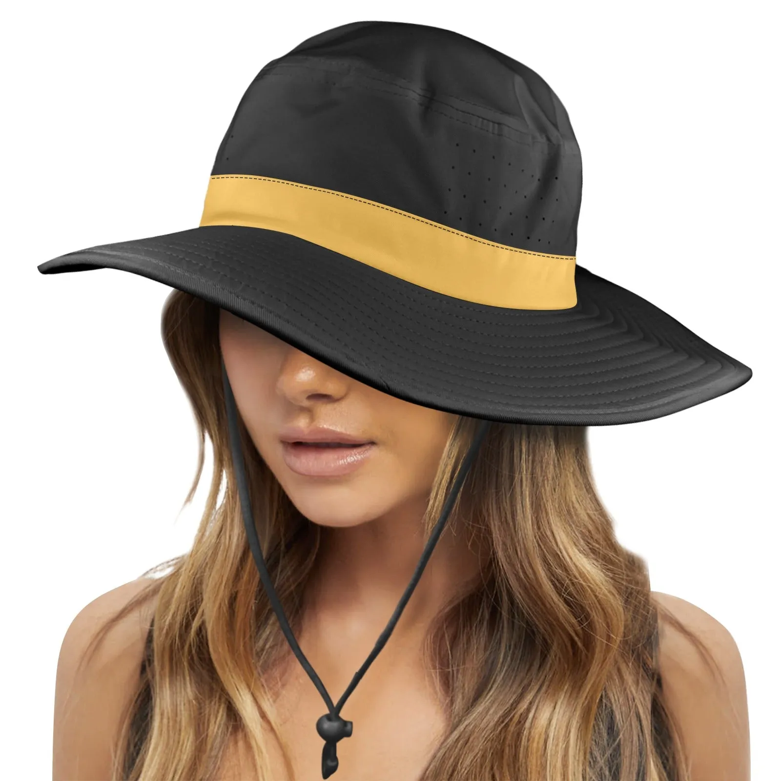bronze print 2 Wide Brim Bucket Hat