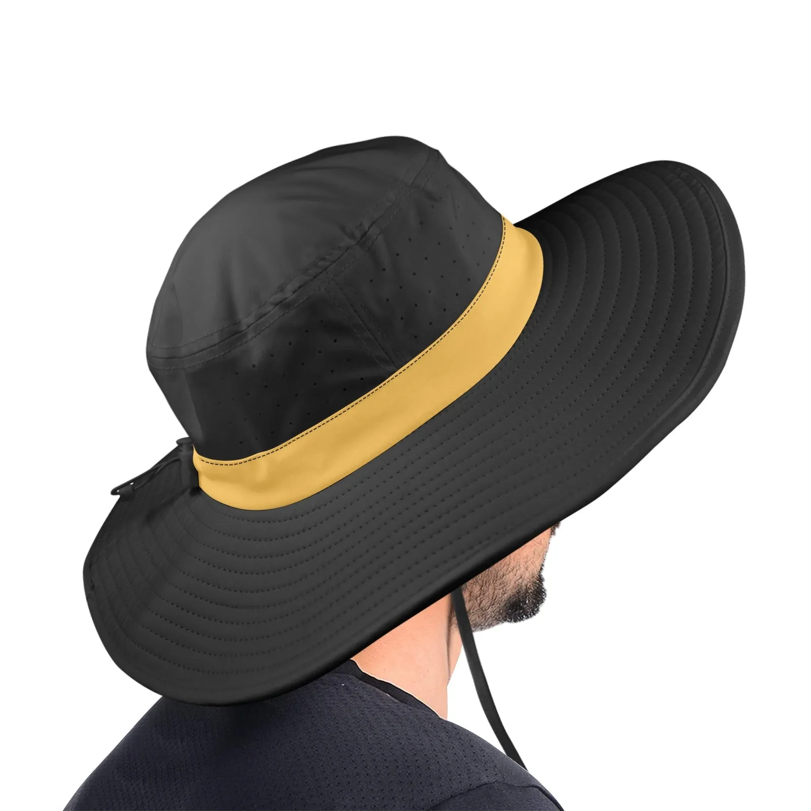 bronze print 2 Wide Brim Bucket Hat
