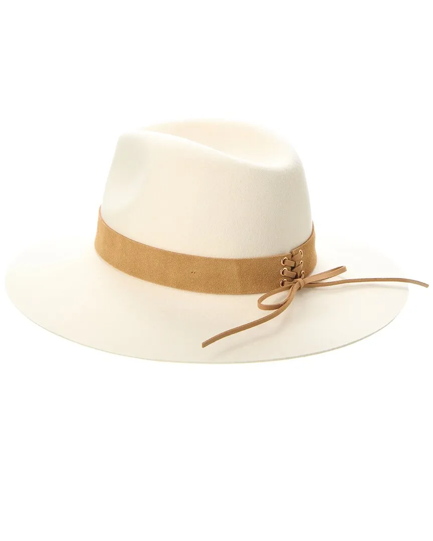 Bruno Magli Wide Brim Leather-Trim Wool Fedora