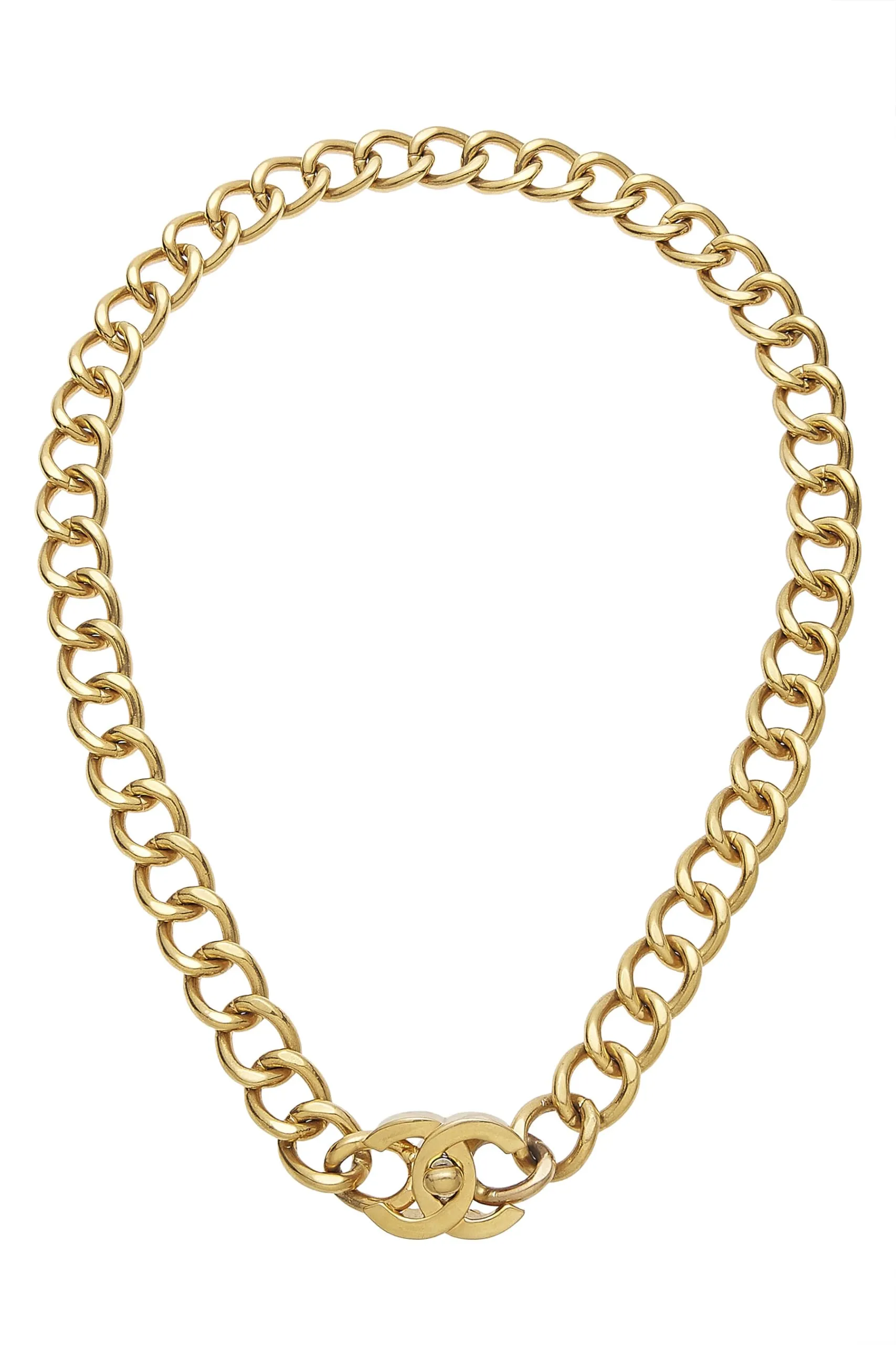 Chanel,  Gold 'CC' Turnlock Necklace Large, Gold