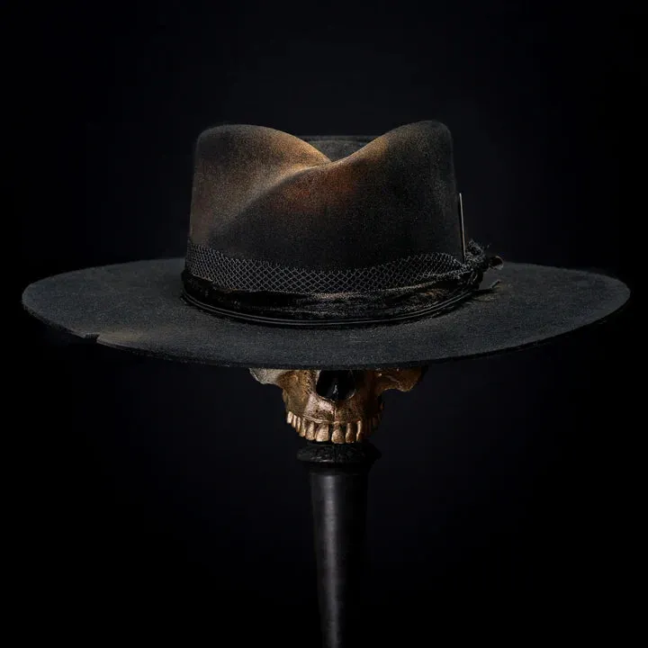 Distressed Fedora Featuring Rope and Playing Card