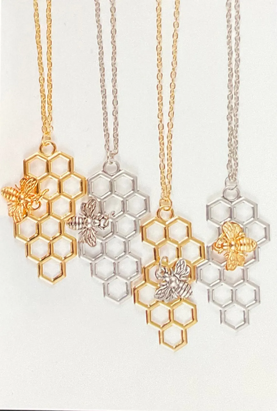 Gold & Silver Honeycomb & Bee Necklaces