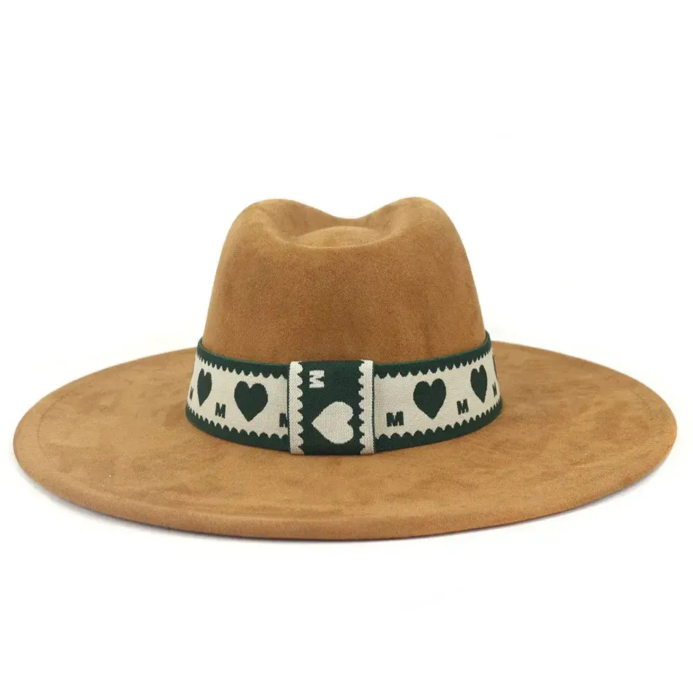 Hearts Band Suede Fedora Hat