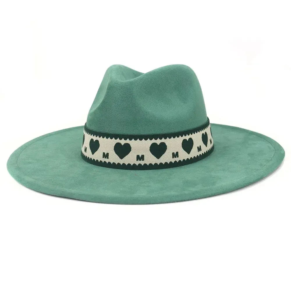 Hearts Band Suede Fedora Hat