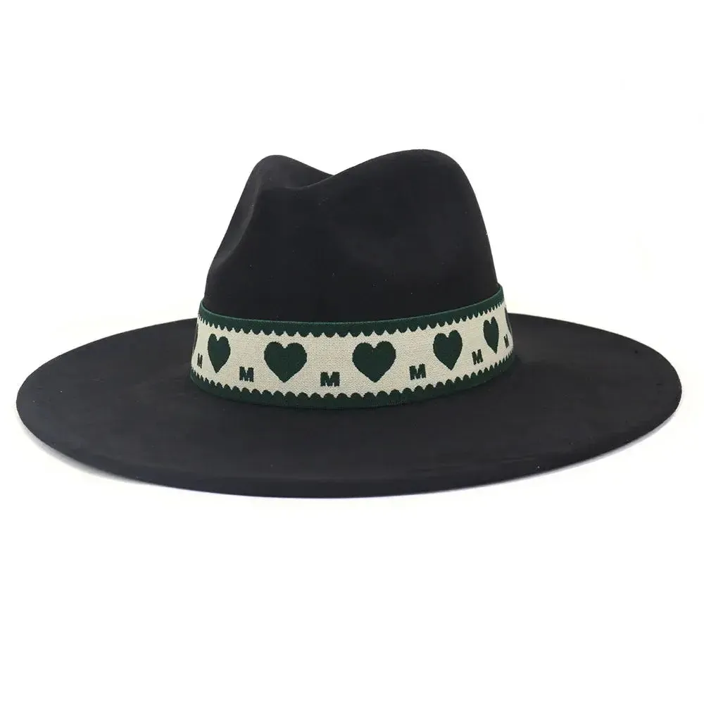 Hearts Band Suede Fedora Hat