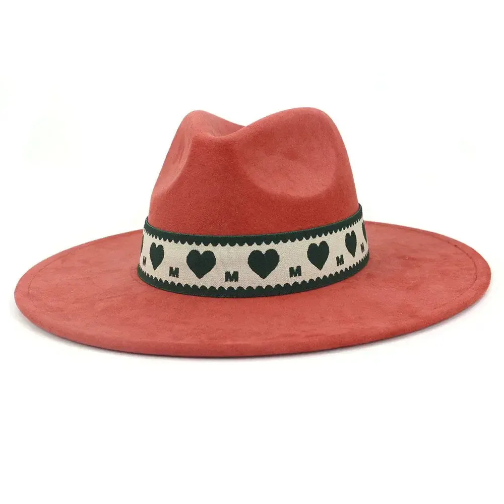 Hearts Band Suede Fedora Hat