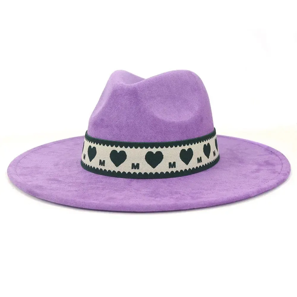 Hearts Band Suede Fedora Hat