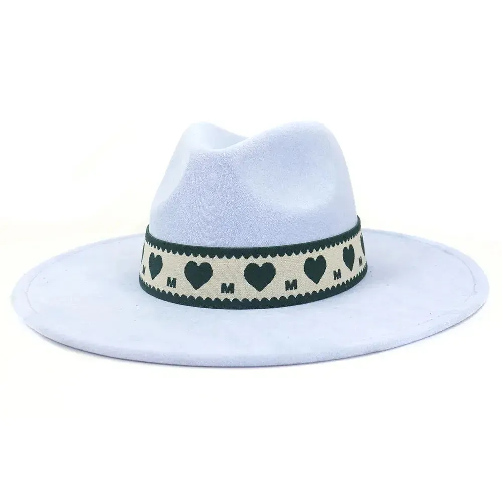 Hearts Band Suede Fedora Hat