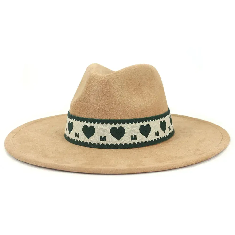 Hearts Band Suede Fedora Hat