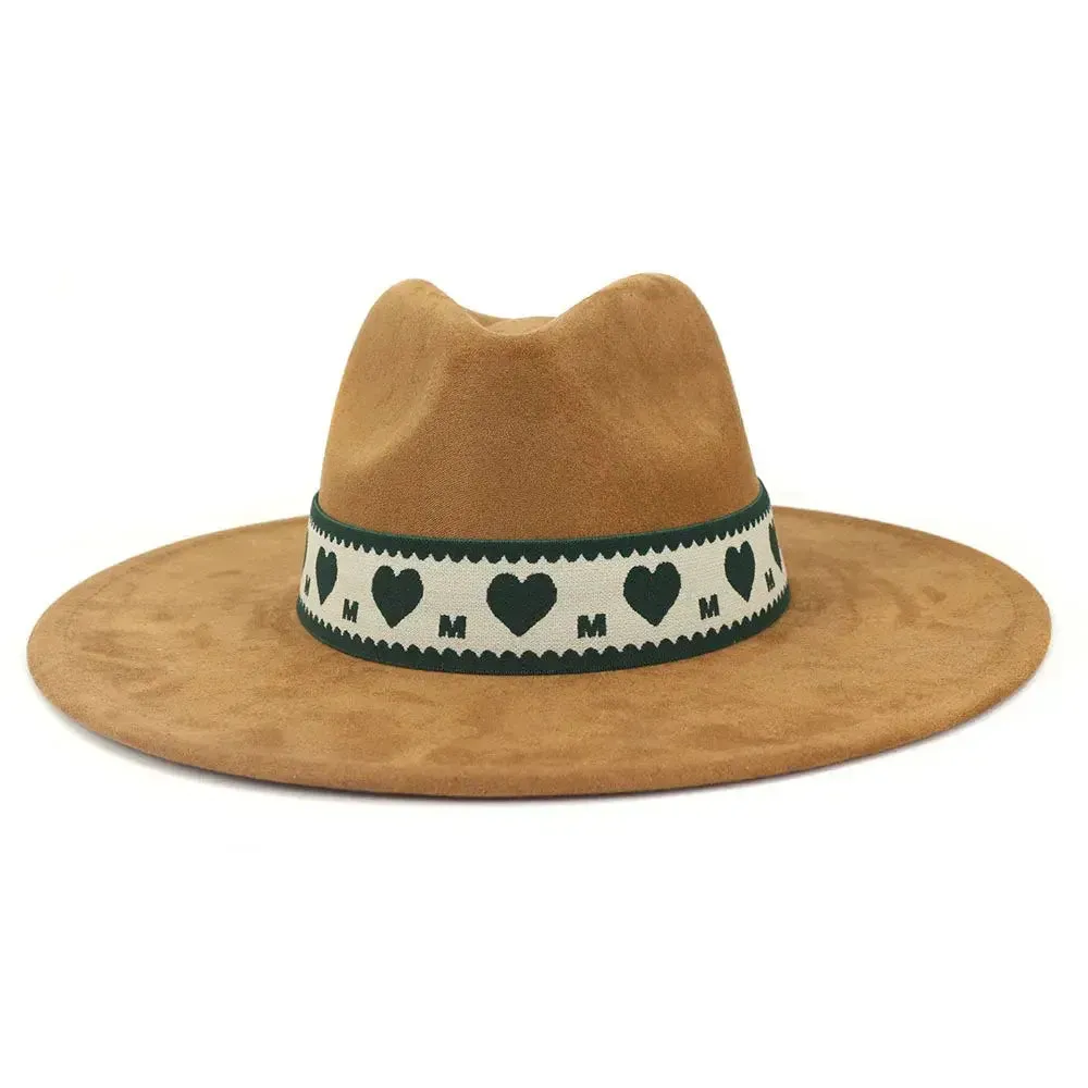 Hearts Band Suede Fedora Hat