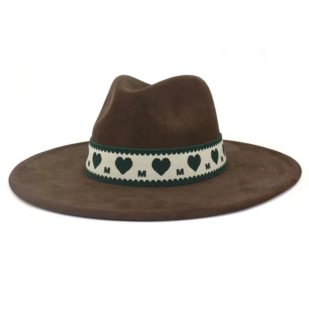 Hearts Band Suede Fedora Hat