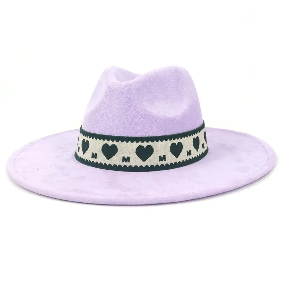 Hearts Band Suede Fedora Hat