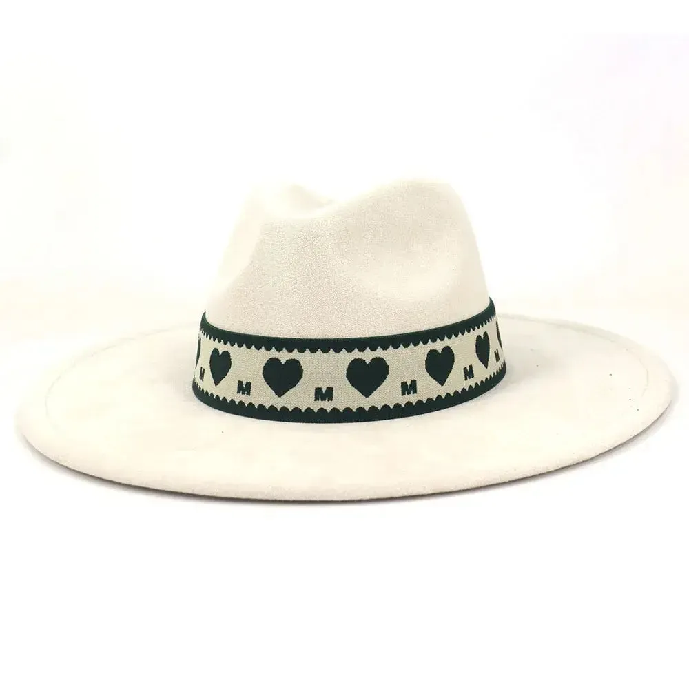 Hearts Band Suede Fedora Hat