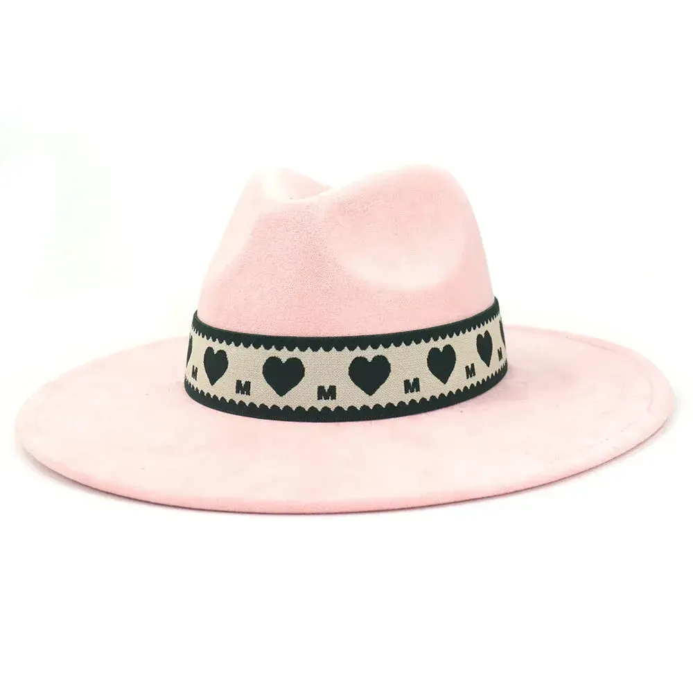 Hearts Band Suede Fedora Hat
