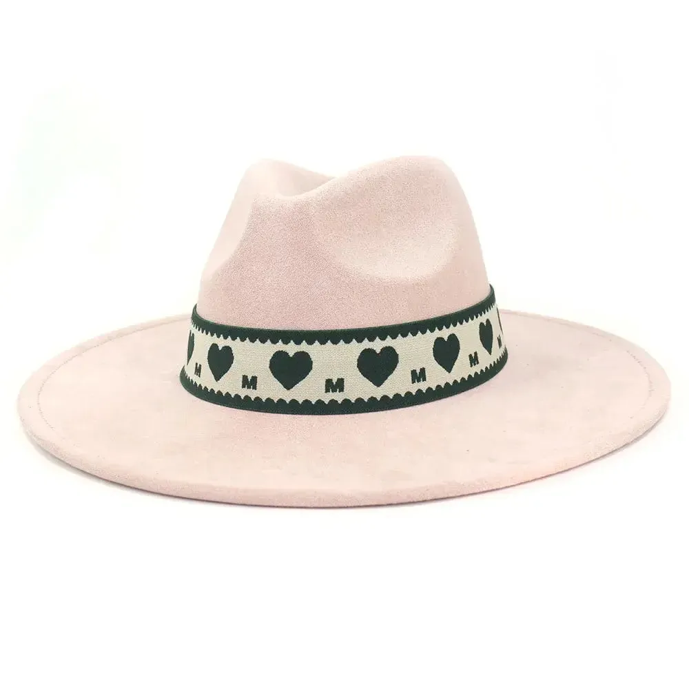 Hearts Band Suede Fedora Hat