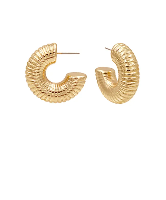 Huggie Coil Texture Metal Hoops