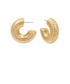 Huggie Coil Texture Metal Hoops