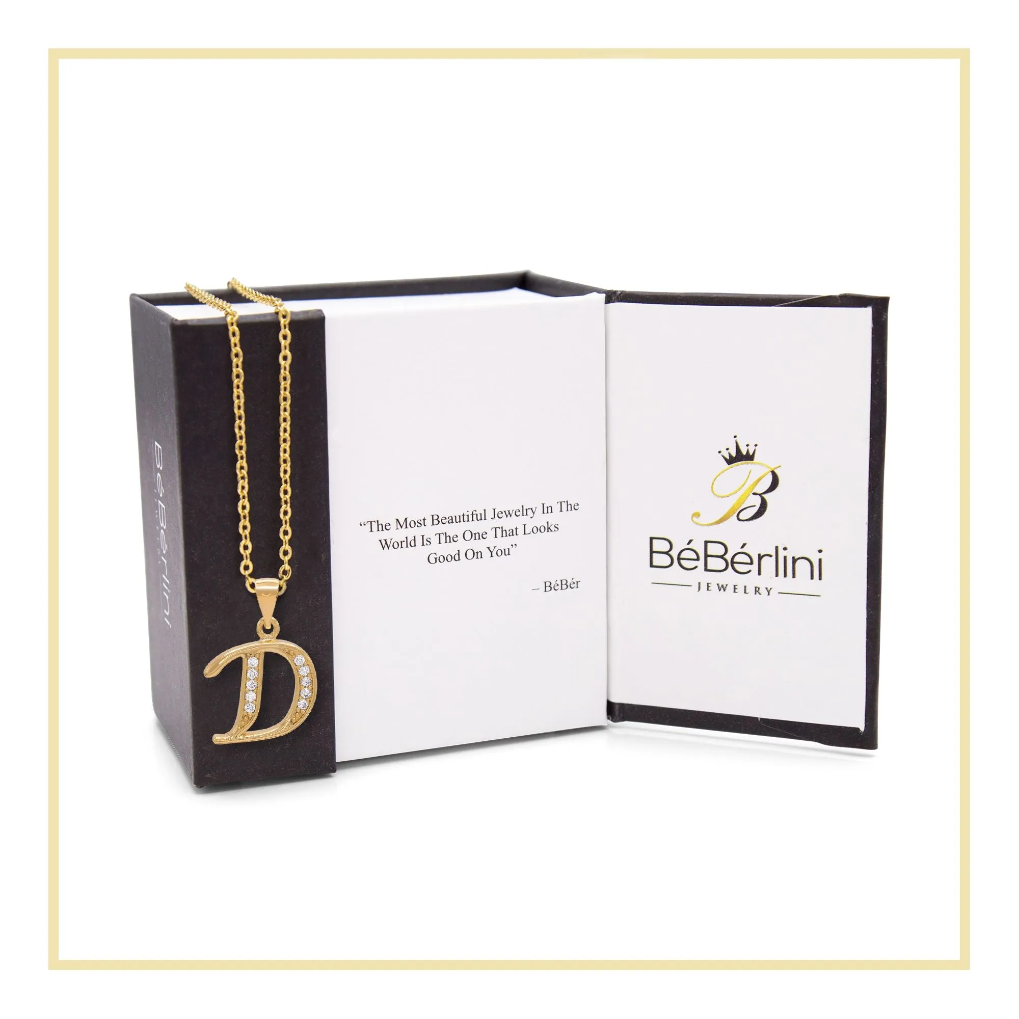 Initial A-Z Letter CZ Pendant 18K Gold Filled Rolo Necklace Women Fashion Jewelry 18"