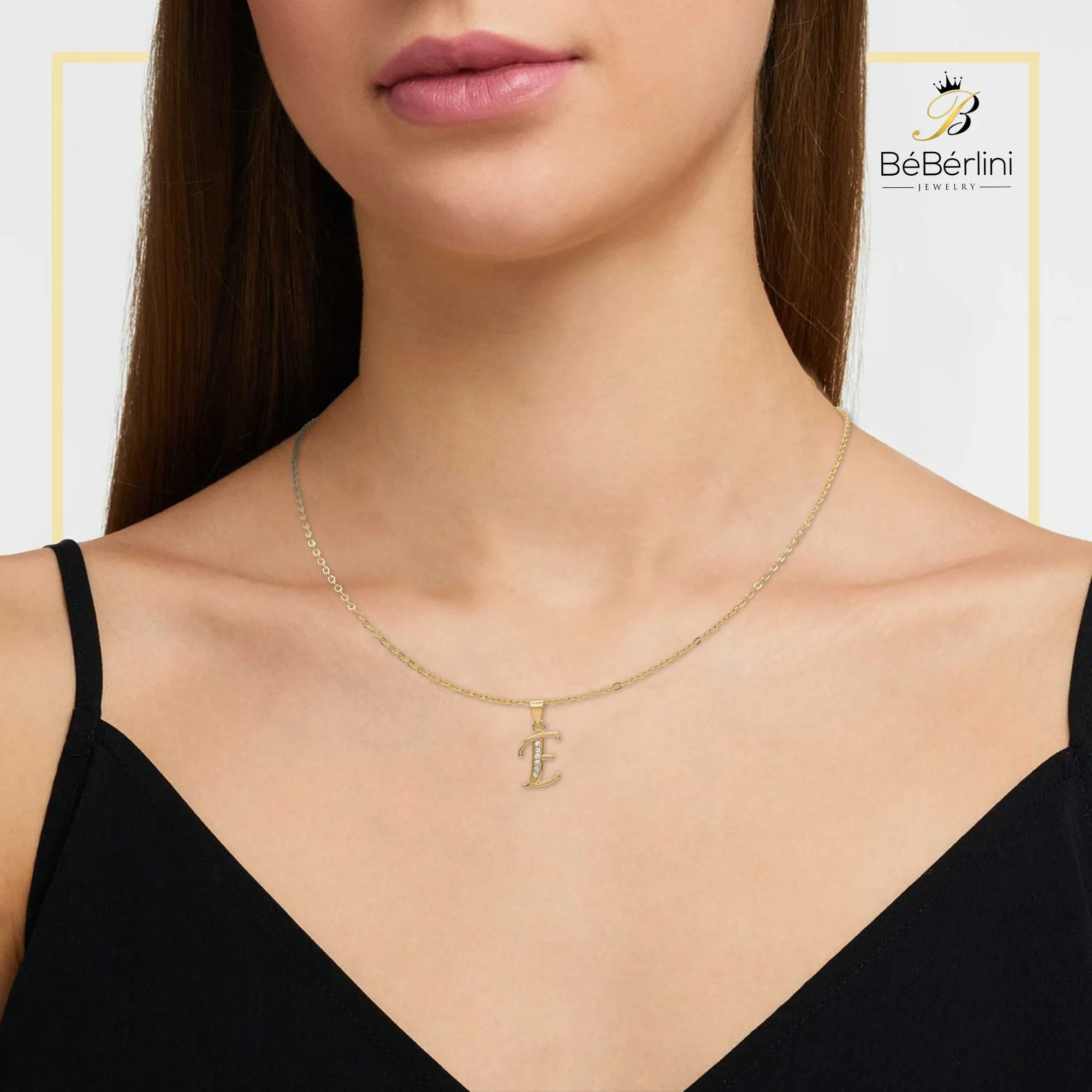 Initial A-Z Letter CZ Pendant 18K Gold Filled Rolo Necklace Women Fashion Jewelry 18"