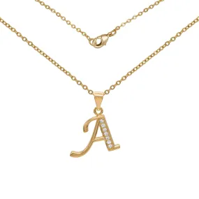 Initial A-Z Letter CZ Pendant 18K Gold Filled Rolo Necklace Women Fashion Jewelry 18"