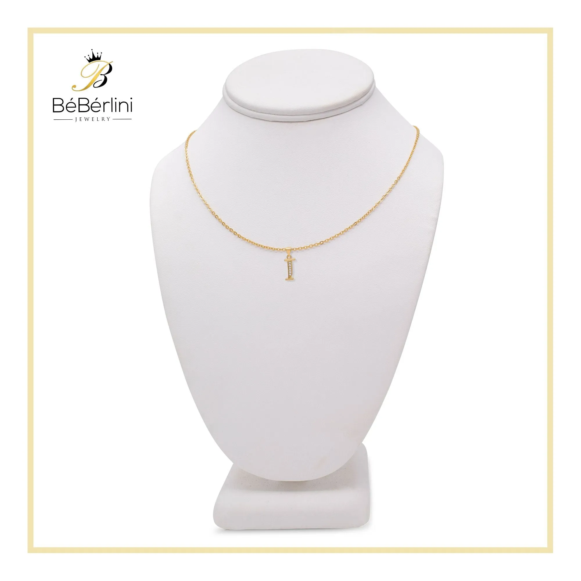 Initial A-Z Letter CZ Pendant 18K Gold Filled Rolo Necklace Women Fashion Jewelry 18"
