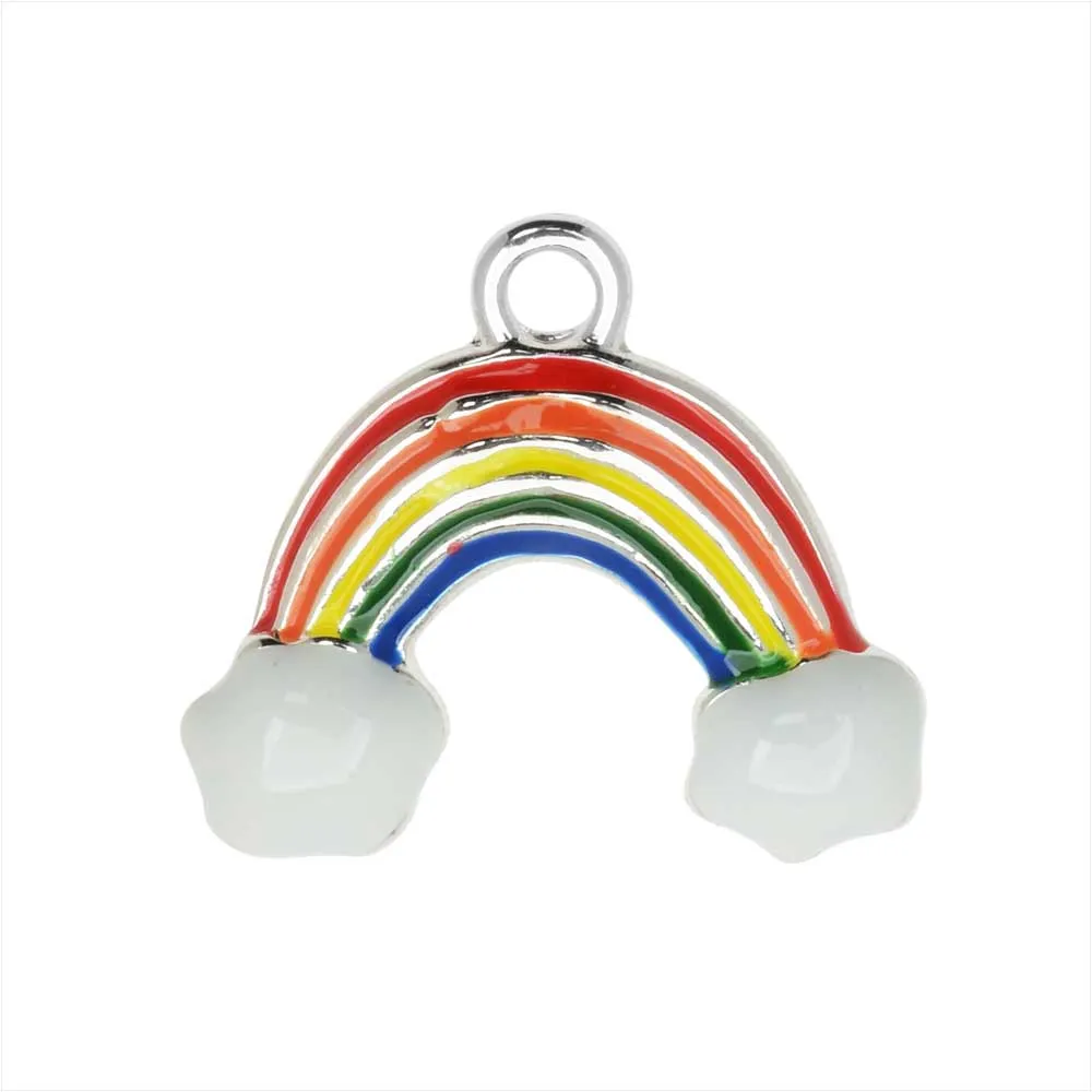 Jewelry Charm, Rainbow, 16.5mm, Silver Plated / Rainbow (1 Piece)