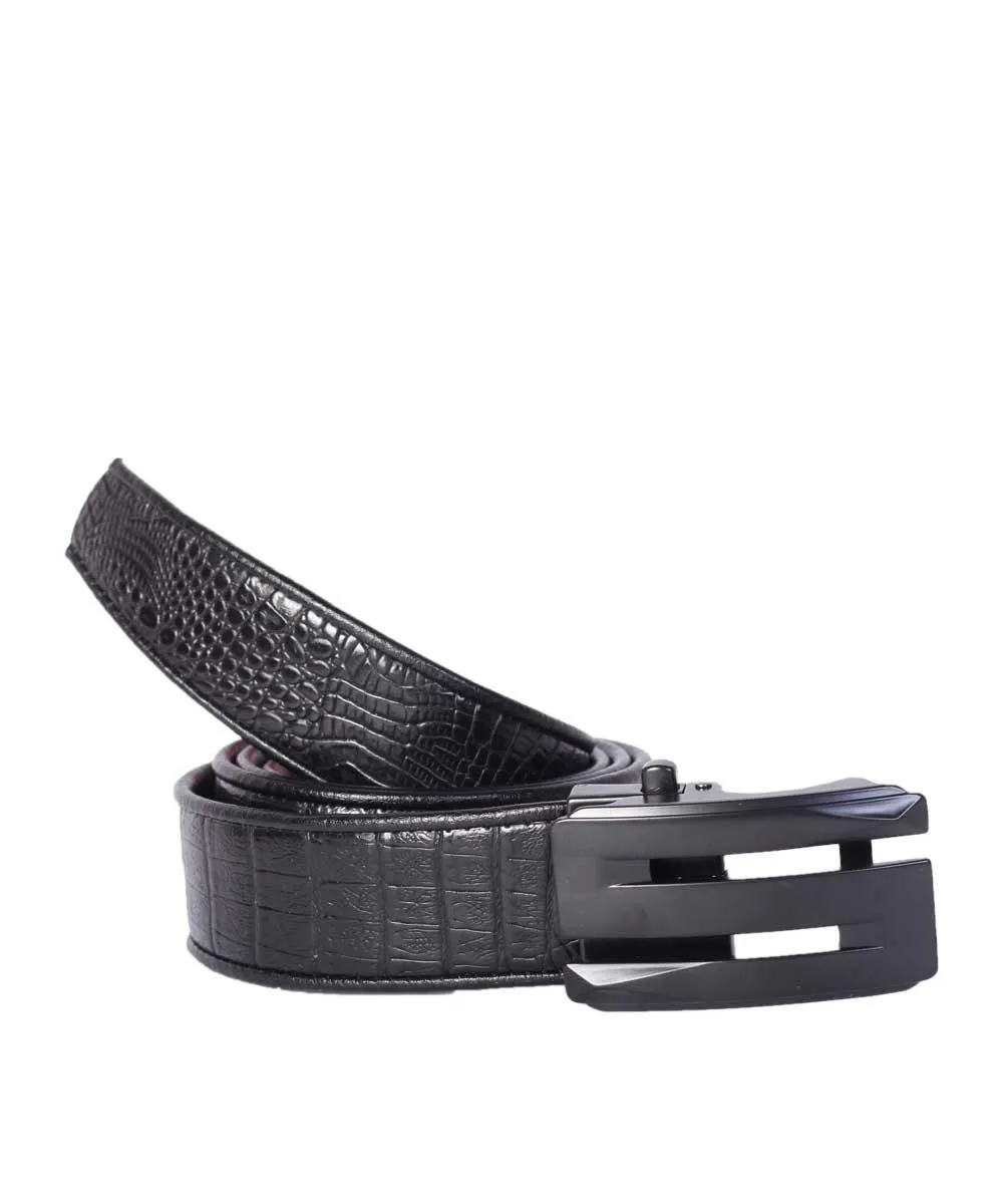 LFMB Design Black Leather Buckle Men Belt