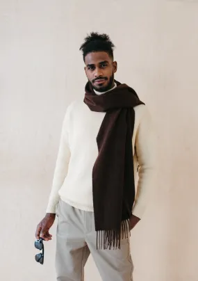 Men's Lambswool Oversized Scarf in Brown