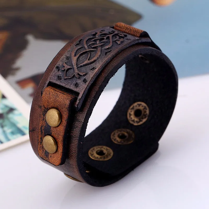 Men's Leather Biker Wrap Bracelet