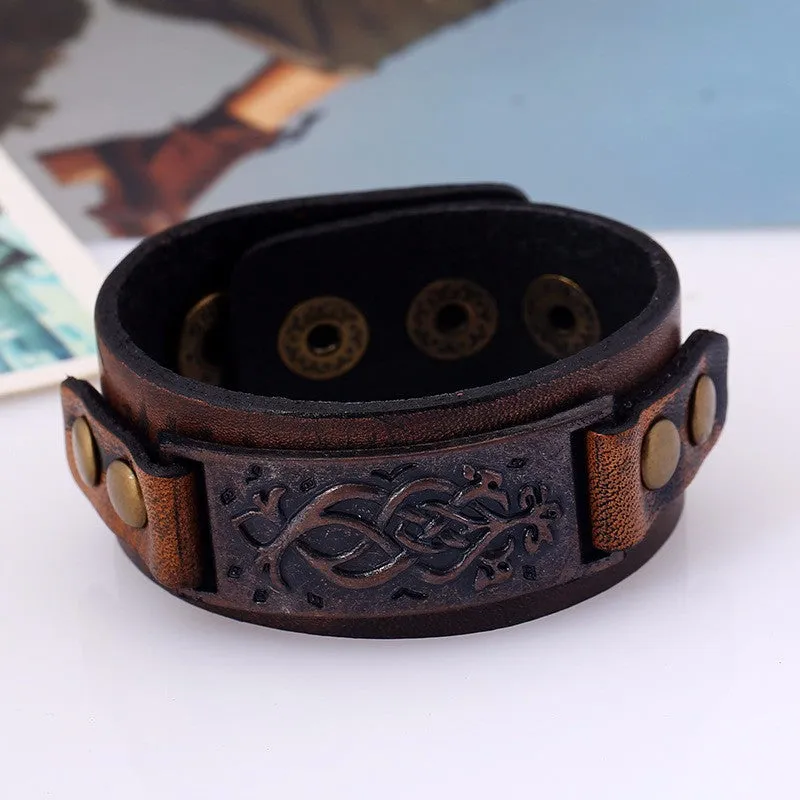Men's Leather Biker Wrap Bracelet