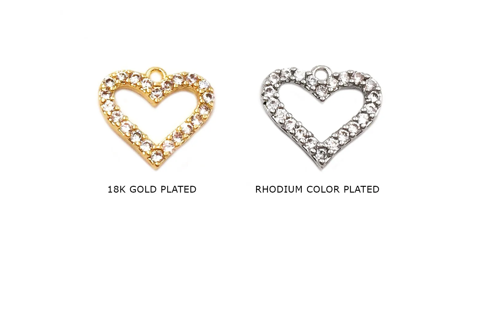 MP3862 Dainty Cubic Zirconia Heart Charm/Pendant CHOOSE COLOR BELOW