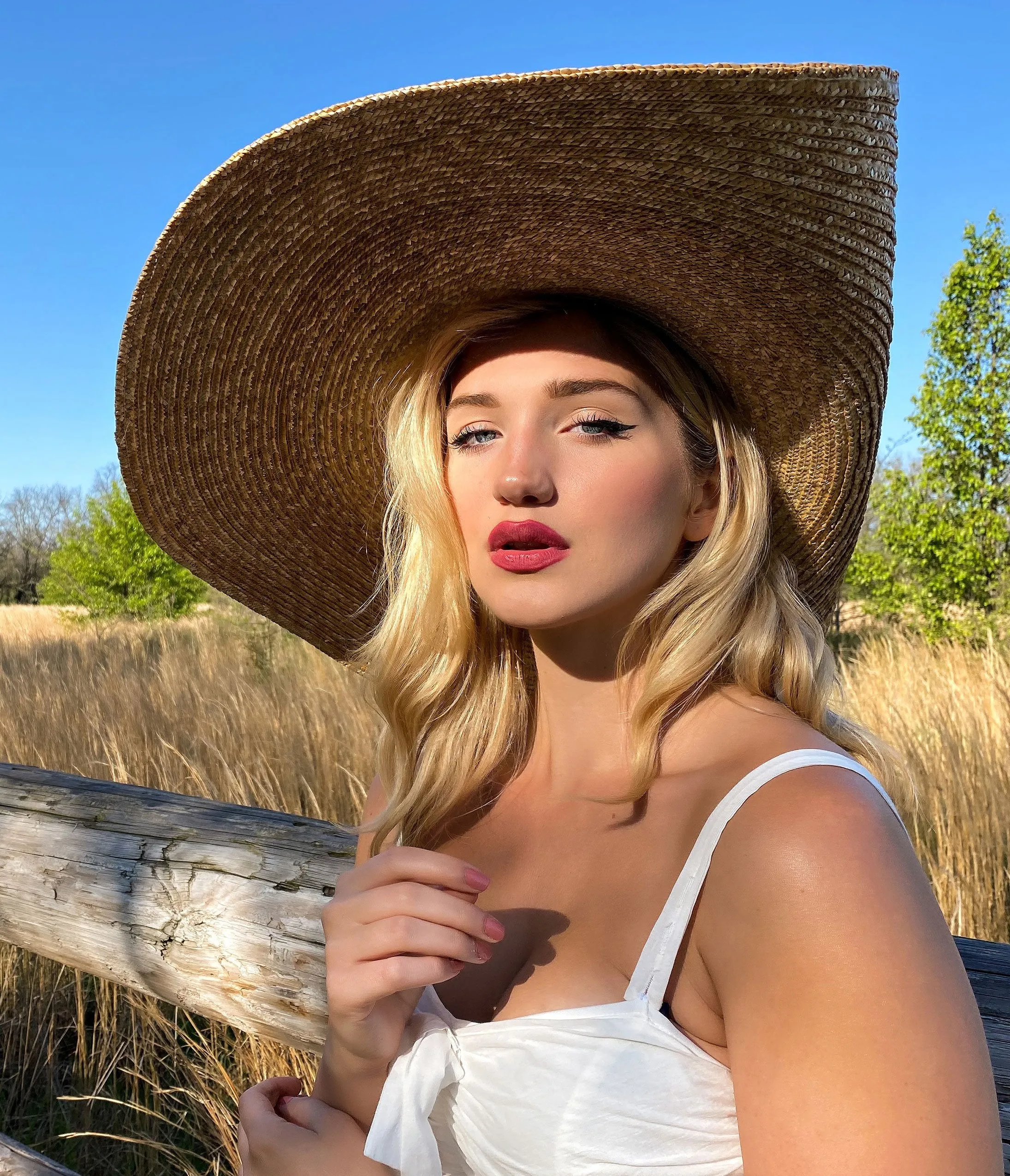 Natural Straw Fold Over Brim Sun Hat