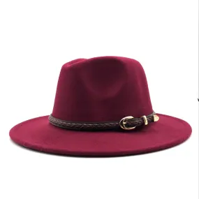 New Women Men Belt Fedoras Round Bowler Hats