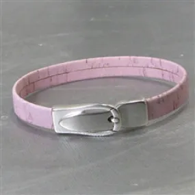 Pink Leather Like Cork Cord  Bracelet