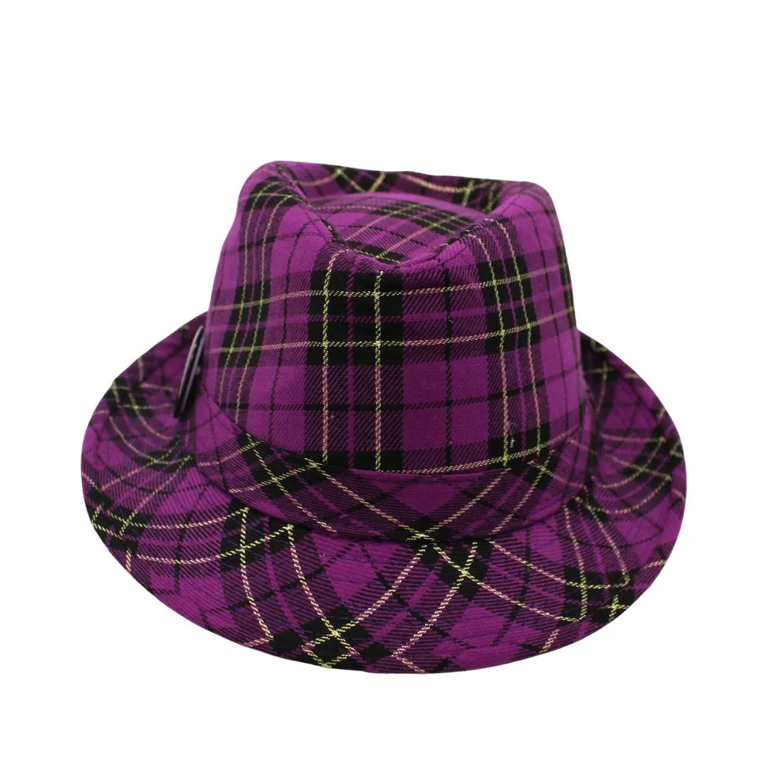 Purple 'Mardi Gras' Plaid Fedora (Each)