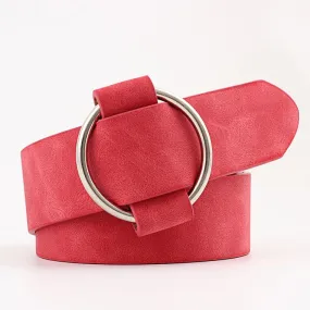 Red Round Buckle Waist Belt