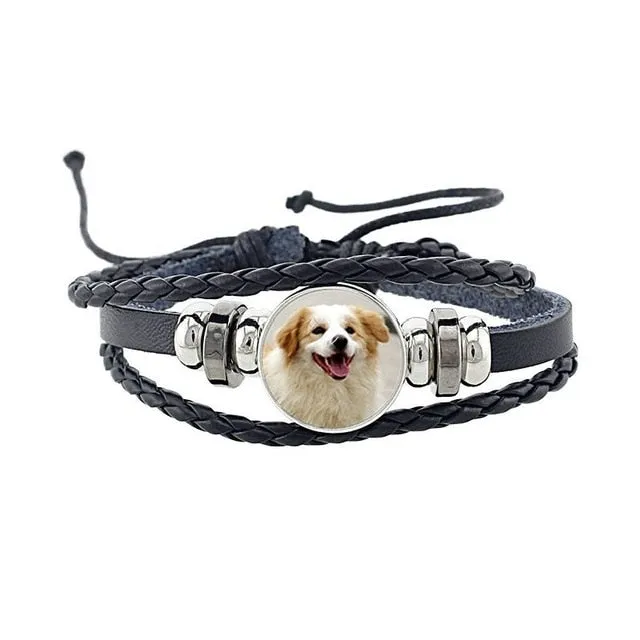 Rottweiler Glass Cabochon Bracelet, Sheltie, Shar Pei Dog, Multilayer Leather Bracelet, Fashion Accessories, Jewelry